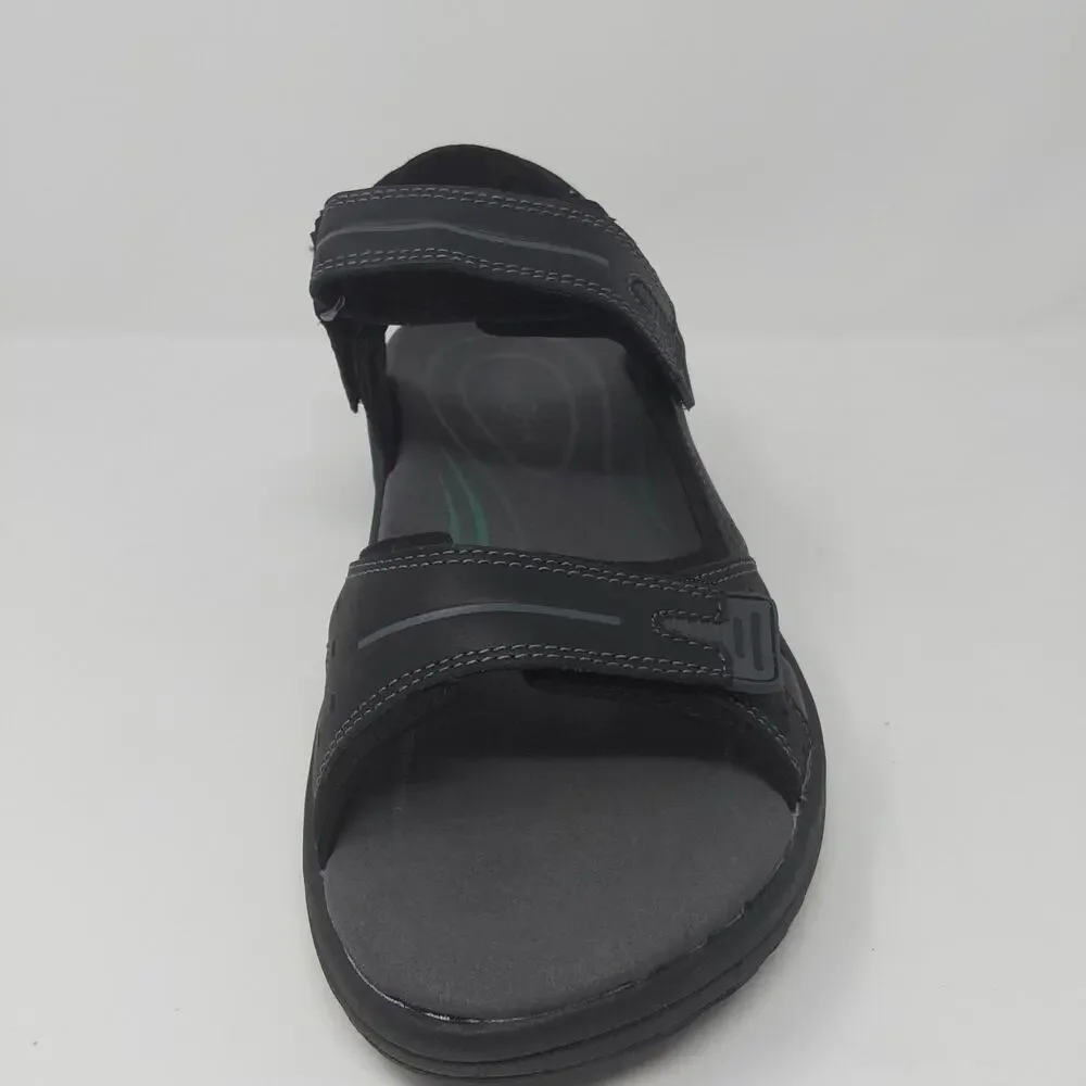 Orthofeet Men's Gemini 566 Black Leather Orthopedic Walking Sandals US 10 NWB